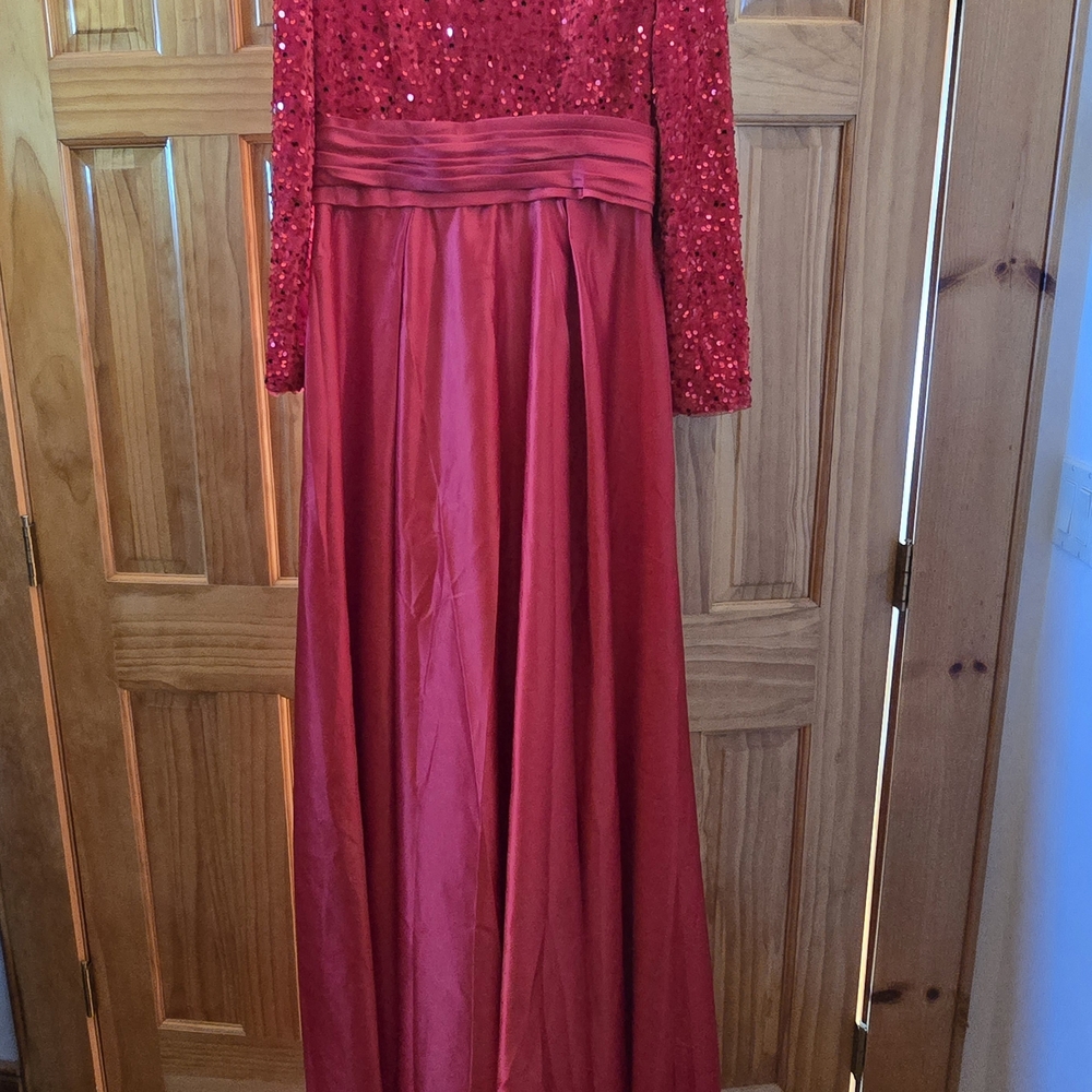 Glamorous Long Sleeve Red Sequin Dress